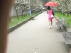 Lady with an umbrella was skirt sharked in her favorite park