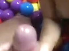college coed gives Blowjob in playpen of balls