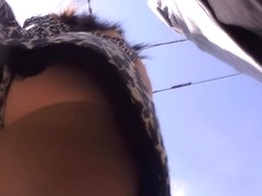 Girls upskirt of the fatty ass in white full back panty B247