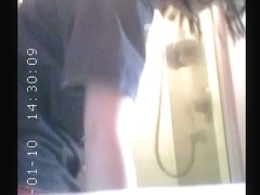 Cute brunette teen hidden shower cam