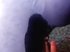 Amateur brunette reveals her cunt and globes