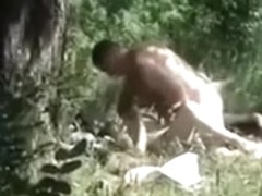 Hot sex of my boyfrend and his hot excited GF in forest