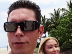 Striking babes get picked up at the beach and fucked hard by the pool