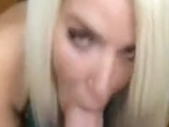 Blonde Tries to Stuff a Big Cock in Her Mouth