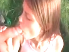 Petite Brunette Girl Enjoys Sucking