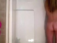 Blonde Brooke Logan takes a shower