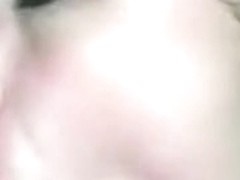 Girlfriend engulfing the tip of his ramrod