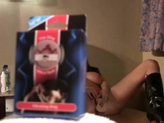 Busty redhead uses a vibrator on her hole