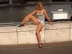 Upskirt Movie Cutie With No Pants Flashes Snatch In Public