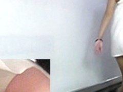 Lady in white dress walks around in upskirt free clip