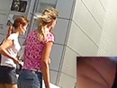 Well-shaped redhead upskirt clip