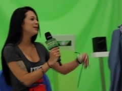 Nice interview with naked girls at the beach and in the pool