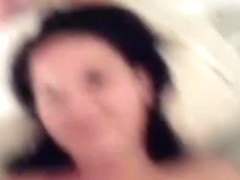 Cute brunette latina with small tits and shaved pussy pov blowjob and cowgirl action on the bed wi.