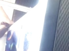 Young teen sitting upskirt in a bus
