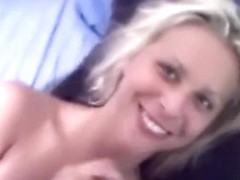 Busty blonde white girl sucks her black bf's cock pov and swallows