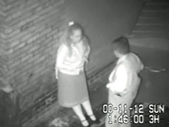 Security cam tapes a partyslut having sex in an alley