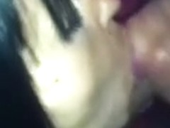 Immodest dark brown hair bitch wife eats schlong and swallows cum