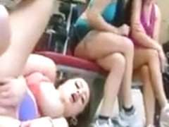 Busty woman pounded and receives jizzed on boobs at the gym