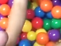 college kids have Sex in playpen of balls
