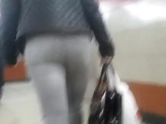 Ass in grey jeans