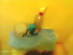 Ponytailed brunette latina pov blowjob and doggystyle sex with a facial cumshot in the bathroom