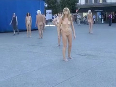 Nude performance art in European public square