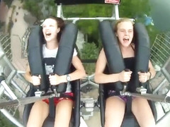 Hot babes on the fastest roller coaster