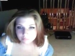 Hot big boobed brunette stickam girl 'kdizz' masturbates her shaved pussy with a hairbrush on cam