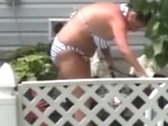 Spying on a Striped Bikini MILF