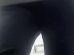 Fem in dark tight jeans recorded back to the spy camera