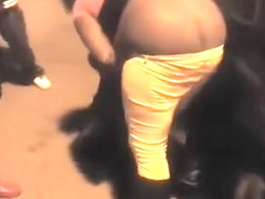Bare chocolate booties in the female street fight