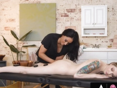 Sexy Masseuse Gives Hot Pussy Massage With Her Mouth With Sheena Ryder And Ailee Anne