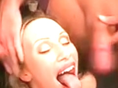 Busty blonde slut goes crazy sucking