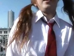 Bouncy Asian big tits exposed on a camera in public