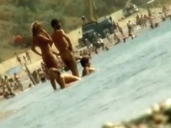 Sexy naked people in a beach spy voyeur video