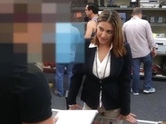 Business woman fucked at the pawnshop for a plane ticket