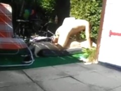 Mature couple makes a sextape in their garden