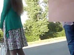 Lovely ass in cute panties in the real upskirt video