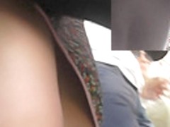 Upskirt voyeur video captured in the bus at rush hour