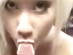 Playful blonde teen delivers a sensual blowjob and fingers