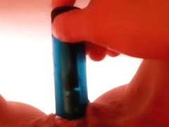 I love to stuff my shaved pussy with my small dildo