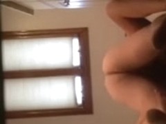 Fucking wife's hairy pussy in bathroom with thick creampie