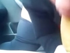 My naughty girlfriend lifts her sweater up and gives me blow job in a car