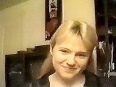 Blond girlfriend sucks and eats cum