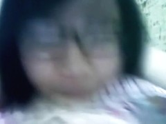 Nerdy asian girl has cybersex with her bf on skype