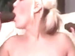 Blonde Candy Sucks Two Bbcs