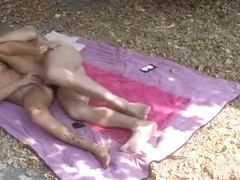 Outdoor bubble creampie in our favorite nudist spot