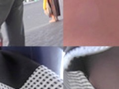 Amateur blonde shows off thong in candid upskirts clip