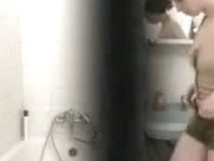 Petite teen brunette hidden shower cam