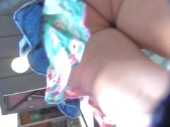 Upskirt Voyeur Pregnant Girl with Thong